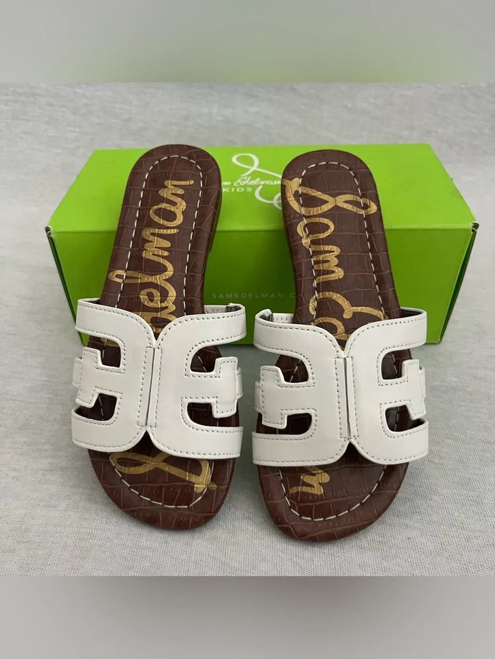 Sam Edelman Bay White Leather Cutout Slide Sandals